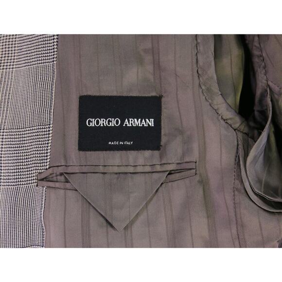Giorgio Armani Black Label Current Black/Tan Plaid Wool-Silk 2-Btn Sportcoat 42R - Picture 8 of 9
